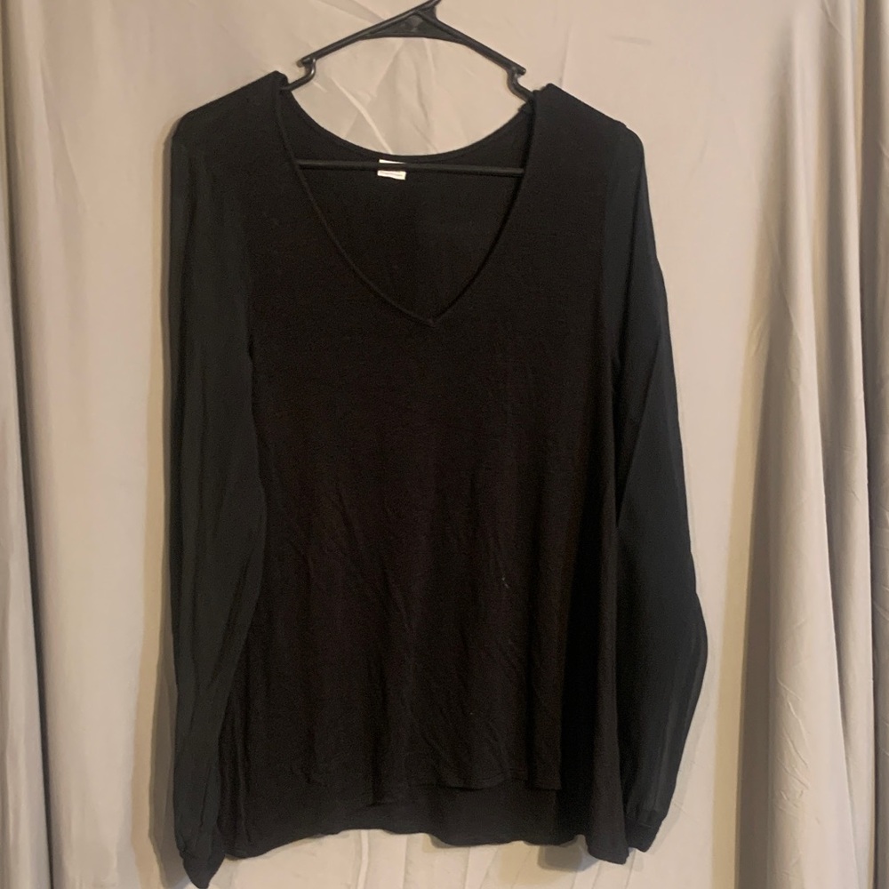 Chic Sheer Black Long Sleeve Top
